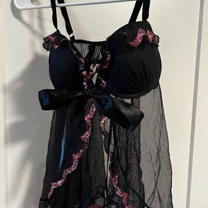 Sexy Little Things Black & Pink Sequence Bra